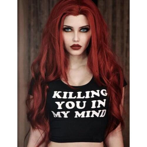 Killing you in my mind cute Crop Tops Women Sexy Fashion Clothing T-Shirt aesthetic t shirt tshirt quote Plus Size Cropped tees