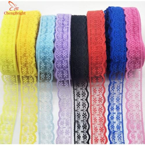 ChengBright Beautifu 10 Yards Lace Ribbon 22MM Wide Lace Trim DIY Embroidered Net Lace For Sewing Decoration African Lace Fabric