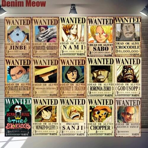 Wanted Plaque Vintage Metal Tin Signs Home Bar Pub Decorative Plate One Piece Wall Stickers Iron Art Poster Anime Fans Gift MN4