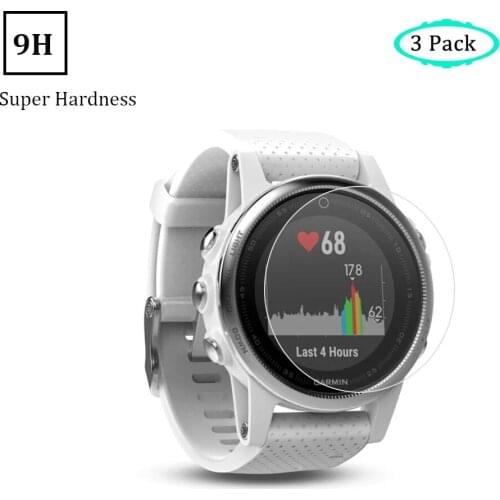 3 Pack ONGHSD for Garmin Fenix 5S Smart Watch Screen Protector Tempered Glass 9H Hardness Anti-Bubble Screen Protective Film