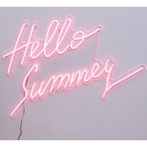 Hello Summer Pink Flex Neon Tube Customized Decorative Neon Sign for Home Bar Hotel Decoration