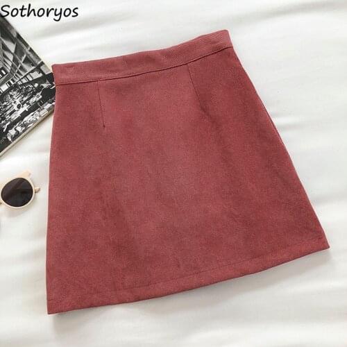 Women Skirts Mini High Waist Solid A-line Females Leisure Chic Elegant Simple Design Trendy Autumn All-match Vintage Fashion New