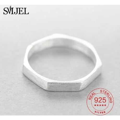SMJEL Simple Gothic Nut Ring For Women Wedding Brand Engagement Geometric Jewelry Midi Stacking Couple Rings