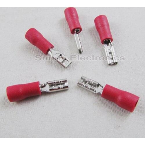 100 Pcs 2.8mm Red Female Electrical Connector Insulated Crimp Terminal Spade