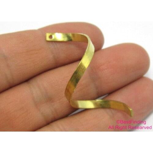 30pcs Brass pendant 45x3mm Curved spiral raw brass earrings R468