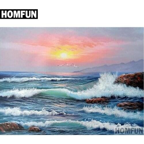 HOMFUN Full Square/Round Drill 5D DIY Diamond Painting "sea scenery" 3D Embroidery Cross Stitch 5D Decor Gift A00559