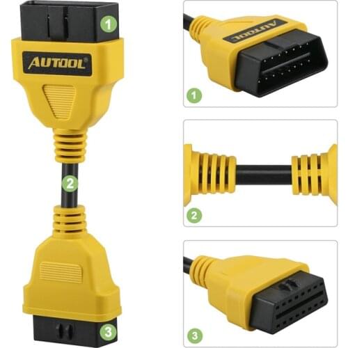 AUTOOL 14CM Shortest OBD2 Extension Cable 14CM OBD2 Cable Connector OBDII 16pin Extension Cable