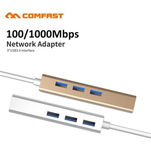 Comfast USB 3.1 Type C to 3-Port USB 3.0 Hub with RJ45 10/100/1000 Gigabit Ethernet Network Adapter LAN Wired Converter Cable