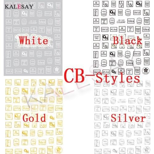 Nail Art Decorations Stickers Black Sport Brand Nail Sticker Self-adhesive DIY Decals Manicure White Gold Nail Art Decals Design