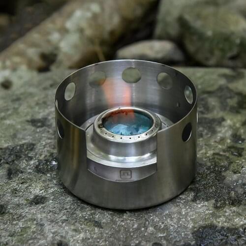 Outdoor Camping Windproof Alcohol Stove Portable Boiler Heater Stainless Steel Cooking Furnace For Hiking Travel Picnic Fishing