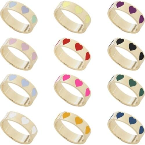 European and American New Jewelry Alloy Drip Love Heart Ring for Women Girl T21F