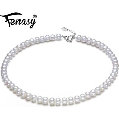 FENASY New Natural Freshwater Pearl Necklaces For Women 8-9mm Classic Custom Wedding Engagement Jewelry