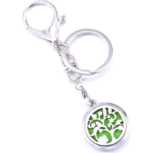 Fruit Tree Aroma Keychain Locket Stainless Steel Perfume Aromatherapy Essential Oil Diffuser Tree Of Life With Lobster Buckle
