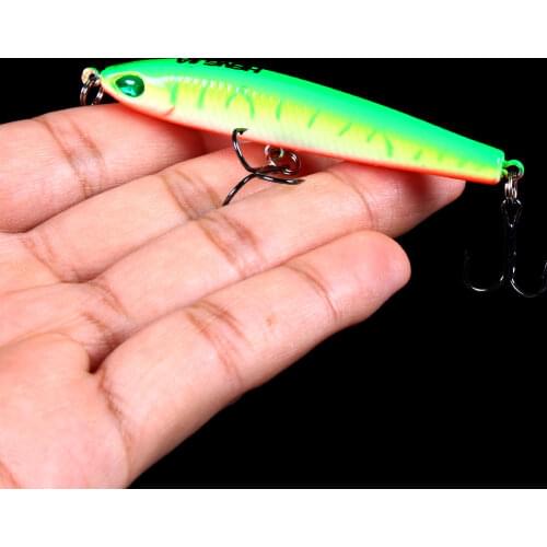 HENGJIA 1PCS 7.5cm 9g Hard Pencil Fishing Lure Lifelike 3D Eyes 8# Hooks Sinking Plastic Baits Crankbait