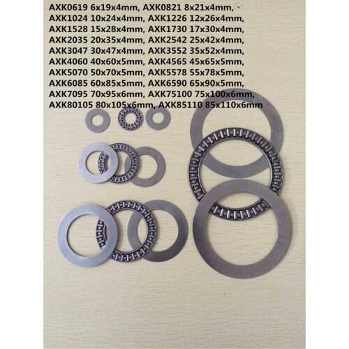 1PC AXK0619 AXK0821 AXK1024 AXK1226 AXK1528 To AXK5070 + 2AS Needle Roller Bearing Thrust Bearing + 2 Washers