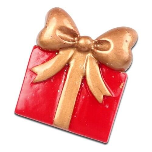 LF 10Pcs Resin Christmas Gift Box Patch Decoration Crafts Flatback Cabochon Embellishments For Scrapbooking Diy Accessories