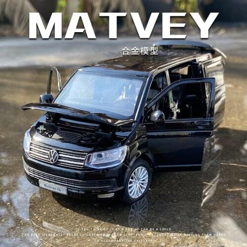 1/32 Volkswagen Multivan T6 MPV Alloy Diecast Metal Business Purpose Vehicle Simulation Toy Car Model Sound Light Childrens Gift