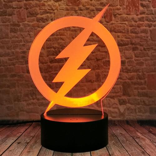 The Flash LOGO Model 3D Illusion LED Nightlight Colorful Changing Lighting super heros Figuras toys