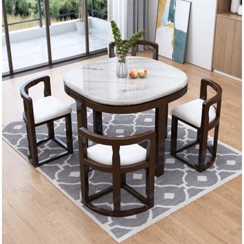 Marble dining table with 4 chairs set combination simple modern small apartment home kitchen furniture