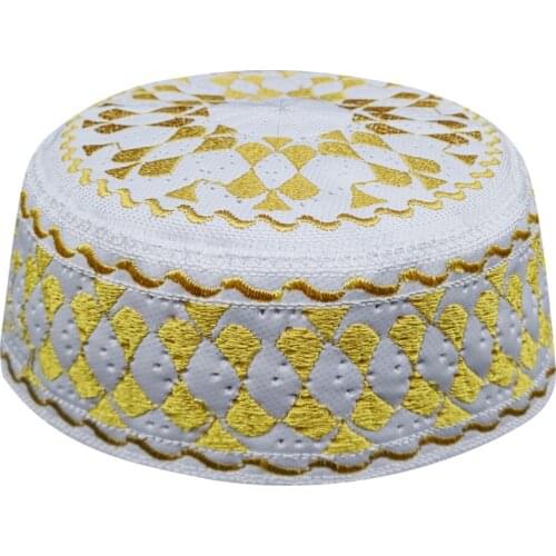 Men Topi Caps Yellow Pattern Islamique Chapeau Arab Hats Bonnet Muslim Nigerian Traditional Moslim Caps