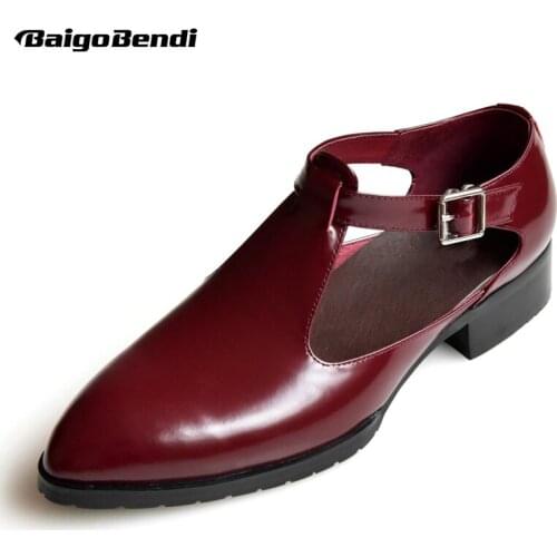 Mens Buckle Strap High Heel Shoes Heighten Wedding Shoes Business Man Close Toe Summer Trendy Oxfords Party
