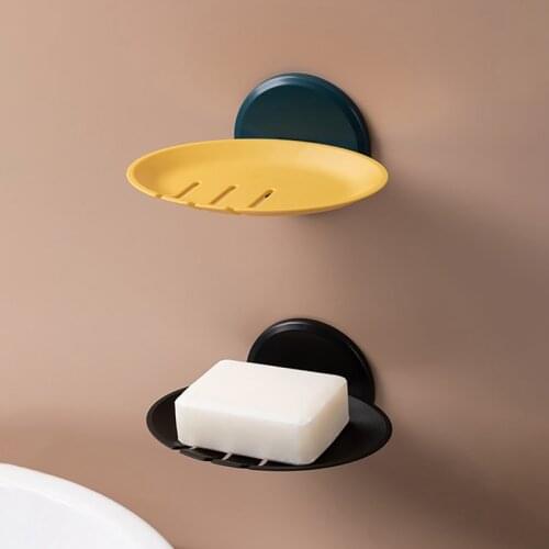 1pc Wall-mounted Soap Rack Suction up Soap Holder Creative Soap Box Holder Bath Assistant Bathroom Accessory1