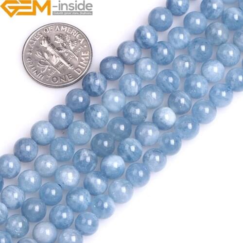 AA Grade Gem-inside Natural Round Tiny Small Spacer Seed Aquamarine Beads For Jewelry Making 15inches DIY Jewellery