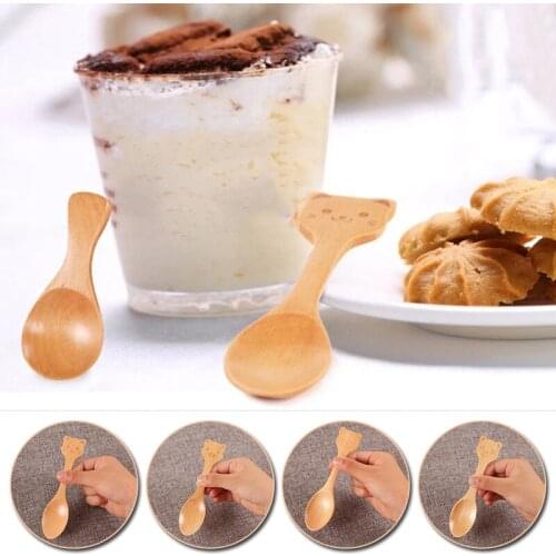 New Natural Wood Flatware Spoon Condiment Coffee Tea Scoops Spoon Gadgets Small Sugar Salt Wood Spoons Kitchen Cooking Tools
