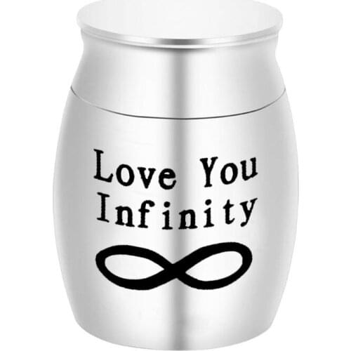 Love You Infinity Aluminum Alloy Cremation Urn Ash Holder Small Keepsake Dad Mom Pet Dog Cat Funeral Urns 25x16mm/30x40mm