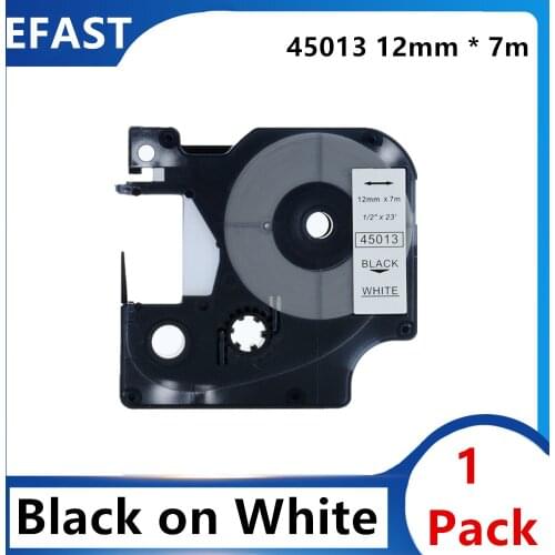 1 Pack 12mm 45013 Black on white compatible dymo D1 12mm label printer 45014 laminated label tapes for LM 160 280 label maker