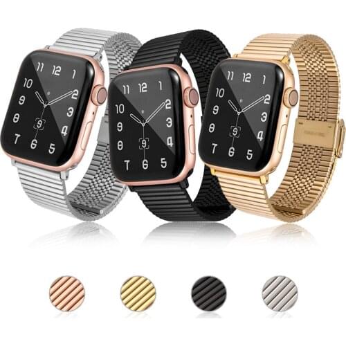 For Apple Watch Strap 6 SE 44/40mm Stainless Steel Mesh band for iWatch Series 6 5 4 38mm 42mm Watchband Bracelet Band Hook Buc