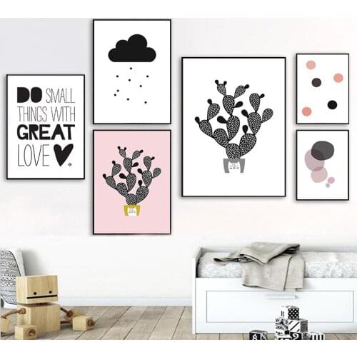 Pink Geometry Canvas Art Cactus Posters and Prints Abstract Painting Nordic Wall Pictures for Living Room Modern Home Decor