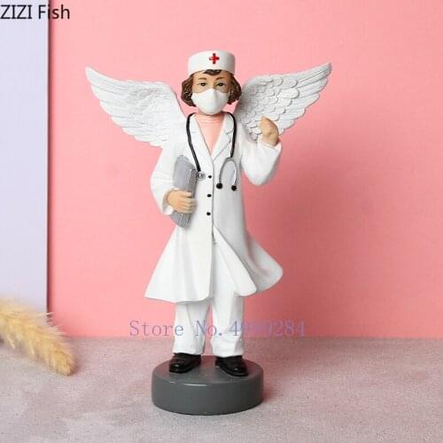 Modern White Angel Doctor Sculpture Crafts Figurines Resin Living Room Bedroom Decoration Home Decoration Modern Christmas Gifts