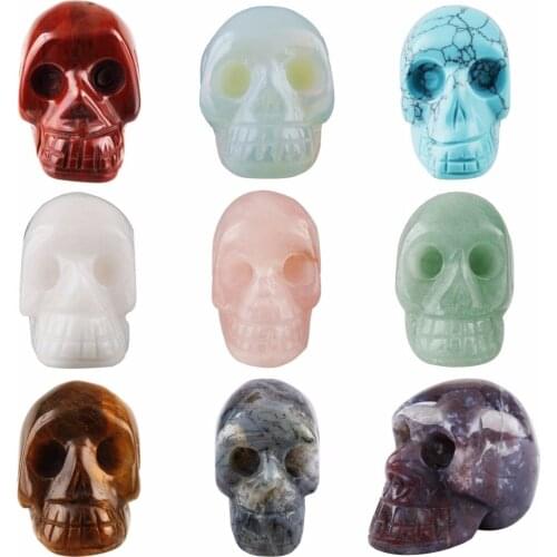 TUMBEELLUWA Carved Gem Stone Skull Skeleton Head Figurine Specimen Decor Jewelry