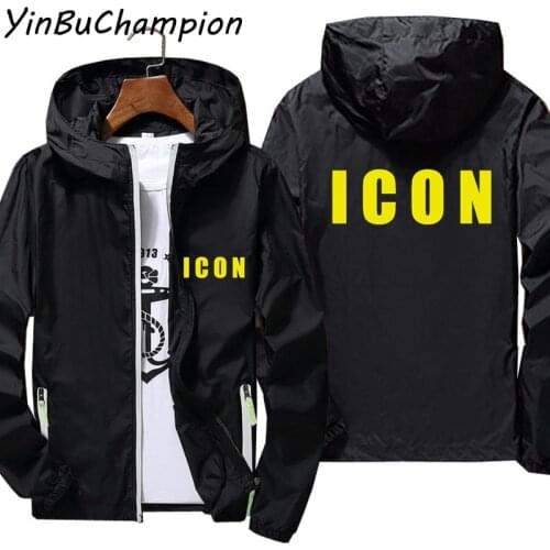 Icon Bomber Jacket Mens Reflective Sunscreen Skin Windbreaker Thin Hooded Coat Outwear Camping Hiking Fishing Plus Size 6XL 7XL