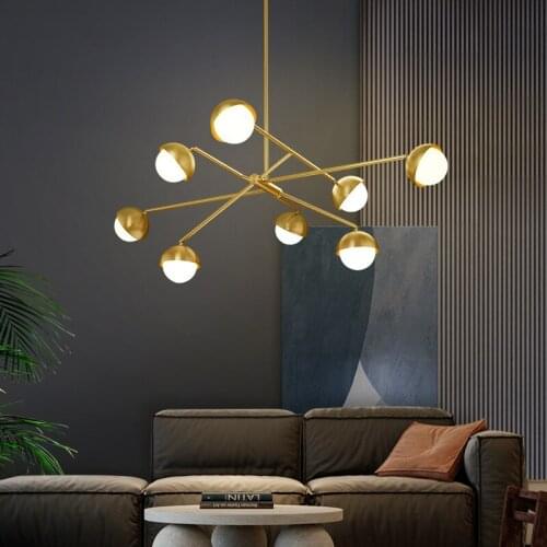 All Copper Light Luxury Living Room Lamps Modern Minimalist Personality Atmospheric Dining Room Lamp Household Chandelier