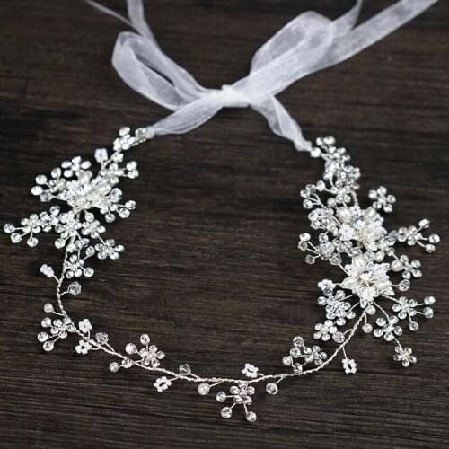Crystal Wedding Headdress Bridal Headdress Silver Wreath Handmade Hair Band LB