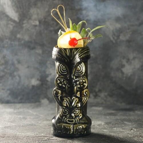 1 Pcs Tiki Mug Cocktail Cup Beer Wine Mug Ceramic Owl Tiki Mugs Art Crafts Creative Hawaii Mugs Art Ceramic Cup Wine Crafts Bar