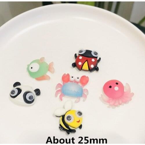 20pcs Kawaii Fish Panda Flatback Cabochon Simulation Animals Resin Art Supply Decoration Charm Craft DIY Accessories