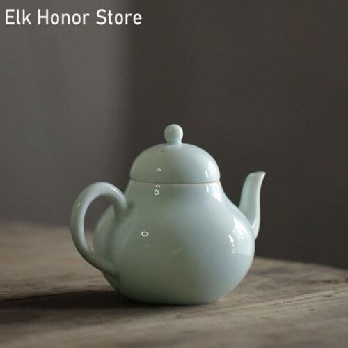 280ml Misty Blue Pottery Teakettle Master Cups Handmade Blue And White Teapot Strainers Filter Household Kung Fu Tea Teaware