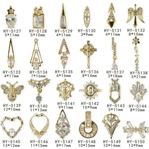 5pcs 3D bow/Angel ring/butterfly nail jewelry zircon chain nail art luxury crystal pendant metal nails Decoration nail Charms