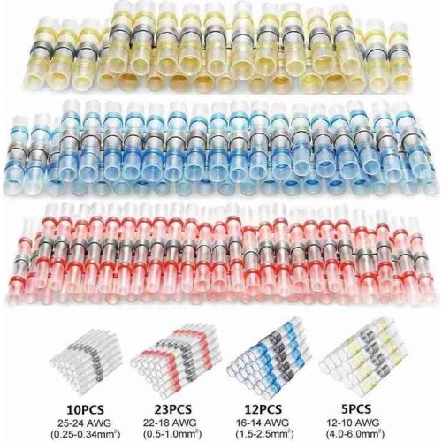 50Pcs Heat Shrink Solder Waterproof Seal Wire Splice Connector Wire Connector Shrinkage Solder Sleeve Heat Shrink Tube Kit