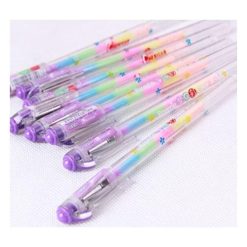 6pcs/Lot Water color Gel pen 6 color in 1 refill Kawaii stationary for album card Caneta Office supplies material school