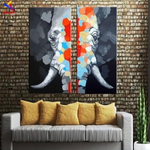 Africa Elephant Pic Hand Painted Modern Abstract Oil Painting On Canvas Wall Art Gift for Living Room Decoration No Framed CT008