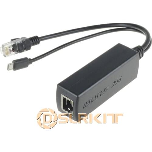 Active PoE Splitter Power Over Ethernet 48V to 5V 2.4A Micro USB 4 Raspberry Pi