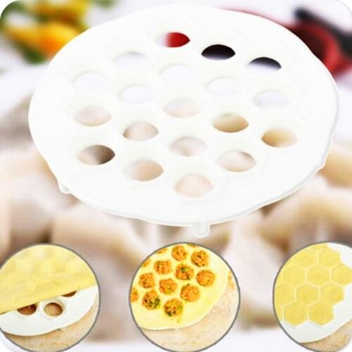 White Mold Kitchen Pastry Tools Maker Dough Press Dumpling 19 Holes Dumplings Maker 21cm DIY Plastic Dumpling Ravioli Maker