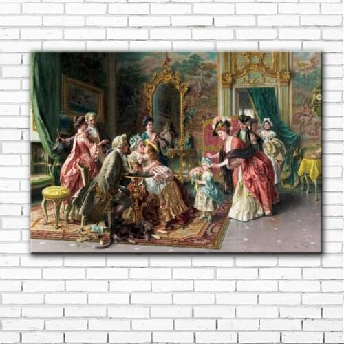 Free shipping family reunion oil painting canvas prints court Princess flowers oil painting on canvas home decoration picture