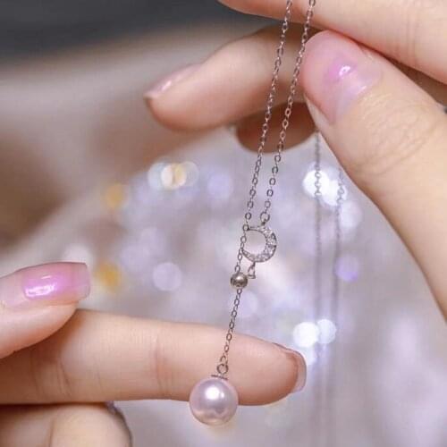 New Arrival Moon 925 Silver Necklace Chain with Pendant Mountings Findings Jewelry Parts Fittings Accessories for Pearls