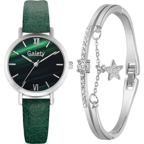 Fashion 2pcs Set Women Watches Luxury Magnet Buckle Flower Rhinestone Watch Ladies Quartz Wrist Watch Bracelet Set Reloj Mujer