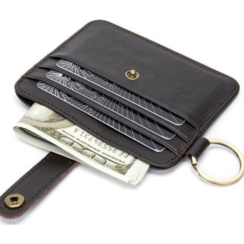 Super Thin Mens Card Holder Genuine Leather Business Credit Card Case Slim ID Card Holder Wallet Men Mini Coin Pocket